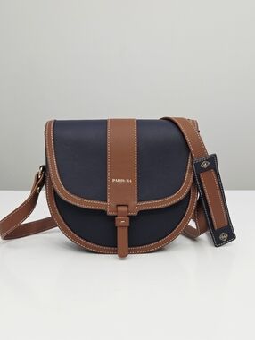 PARIS/64 WINDSOR BAG - NAVY / TAN